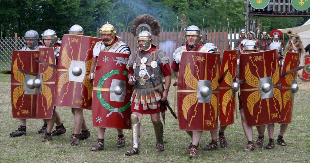 Roman soldiers with shields