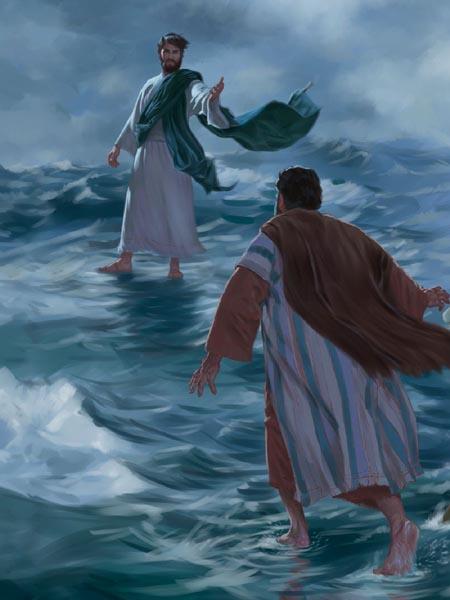 Peter and Jesus walk on water