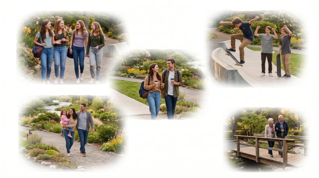 Adolescents and adults at various stages